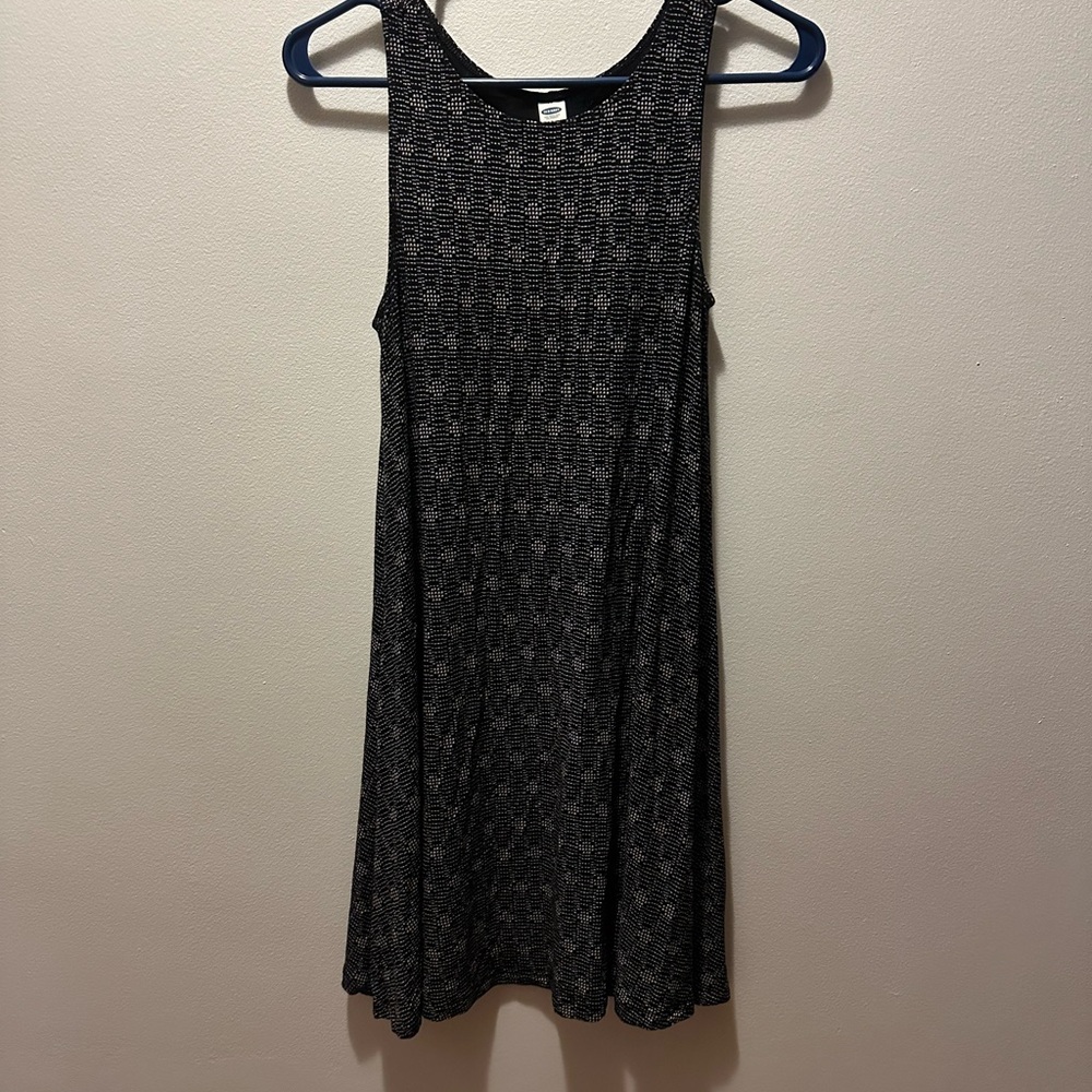 Old Navy Black and Gray Patterned Midi Dress